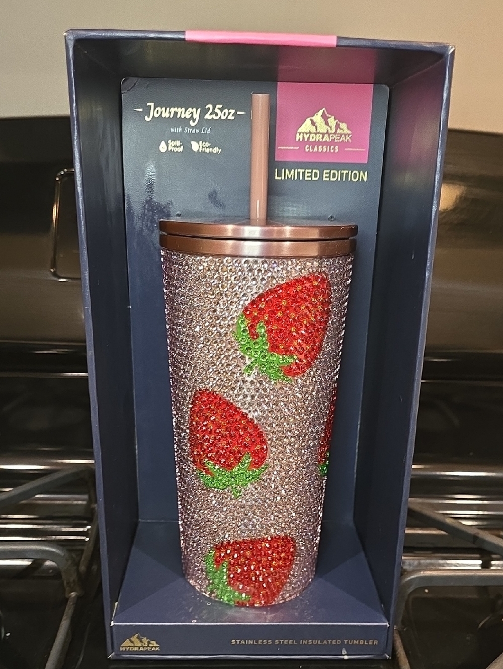 Hydrapeak Limited Edition Rose Gold Strawberry Crystal Tumbler - 25oz